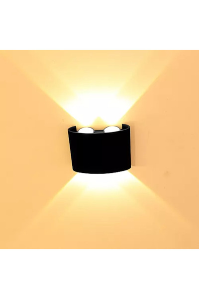 Generic Brand كشاف جداري خارجي أسود LED 4 واط إضاءة صفراء عدستان HU9458/4/ABS+BK+WW