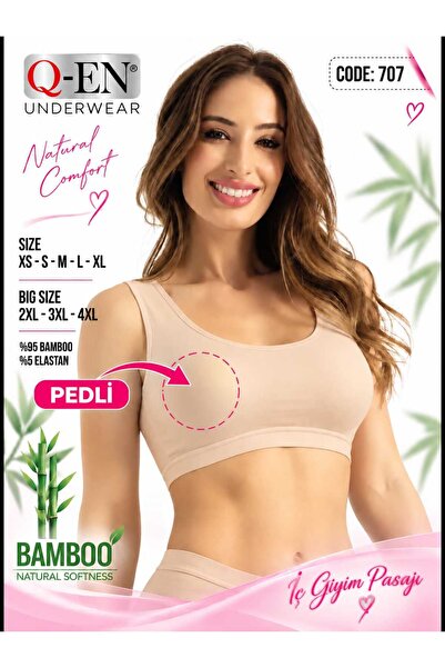 Q-EN 707 Bamboo Bustier Bra with Thick Straps and Removable Pads