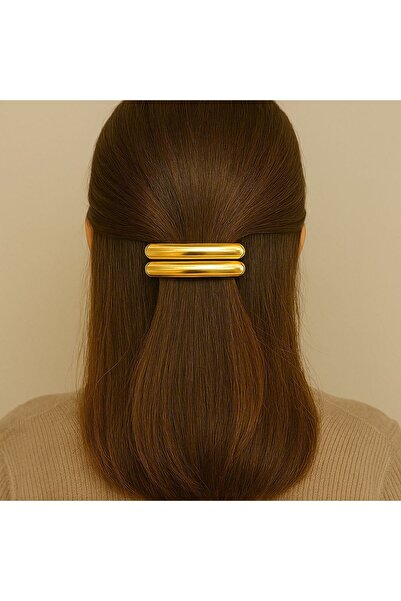 OEM Double Gold Hair Clip for Women 7.5cm