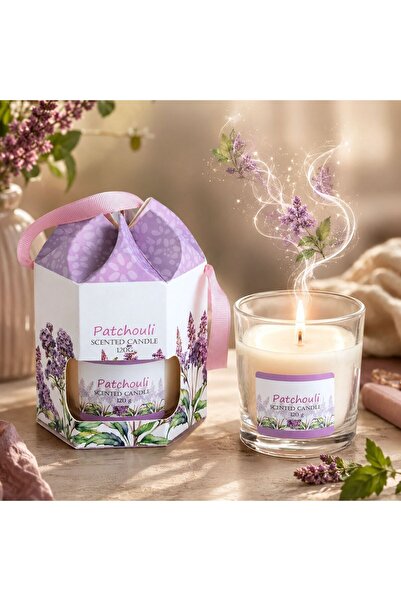OEM Scented Candle in Glass with Patchouli Aroma in Gift Box