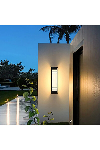 Generic Brand أبليك جداري خارجي مستطيل أسود LED 30 واط إضاءة صفراء 5448
