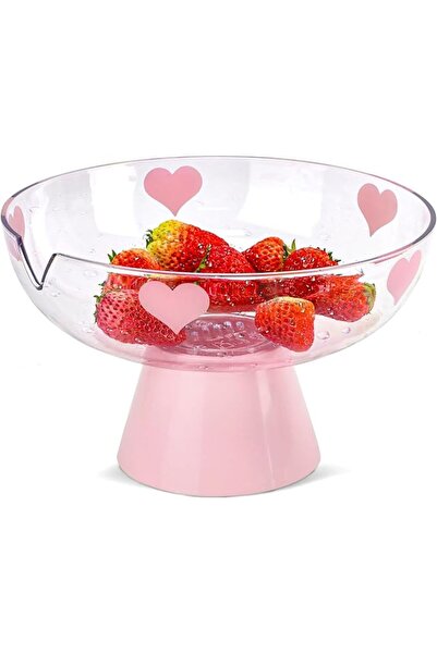 NALACAL Plastic Fruit Bowl for Kitchen Counter, Pink Decorative Bowl with Rem...