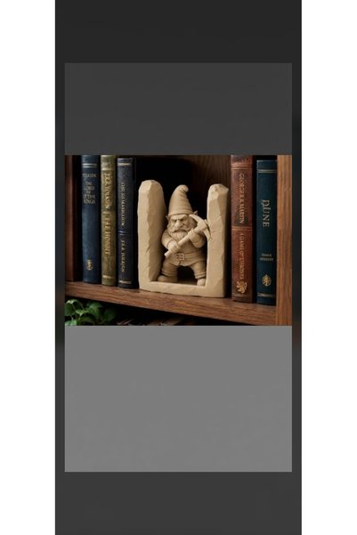 Kitap Tutucu Kitap Desteği - Kazmalı Madenci Cüce Tasarımlı Kitaplık Dekoru ve Book Nook 3D baskı