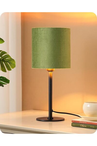 GENERAL Idishine Bedside Table Lamp Green Velvet Lampshade Led Lamp