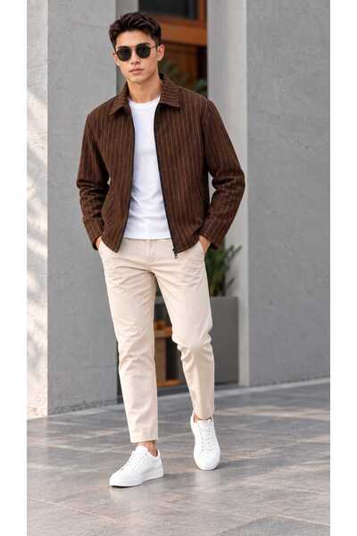 YNGMENCLASS Seasonal, Zippered, with Side and Inner Pockets, Striped Checked ...
