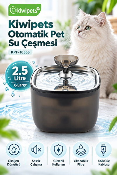 Kiwi Kiwipets KPF-10555 Otomatik Pet Su Çeşmesi Kedi ve Köpek Su Pınarı
