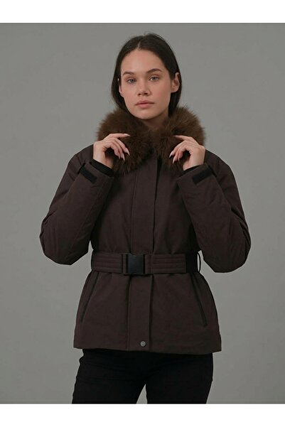 PIQUE Women's coat removable fur belted women's coat