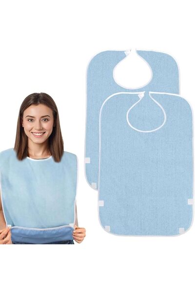 Goodern 2 Pcs Adult Bib,Reusable Elderly Bib with Adjustable Strap for Eating...