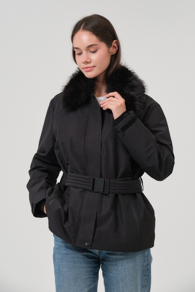 PIQUE Women's coat removable fur belted women's coat