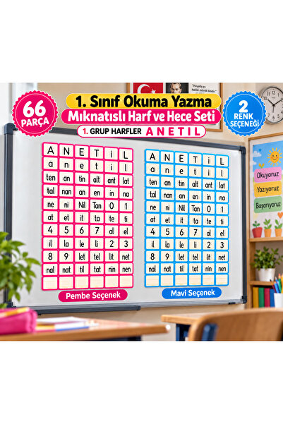 ANETİL Ses Grubu Harf Hece ve rakam Magnet Seti – 66 Parça