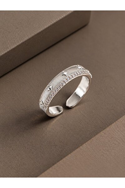 serelya Silver Color Stripe Zircon Stone Women's Ring