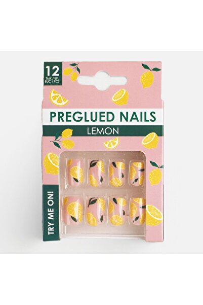 OEM Nude False Nails with Patterned & Square Glue - 12pcs