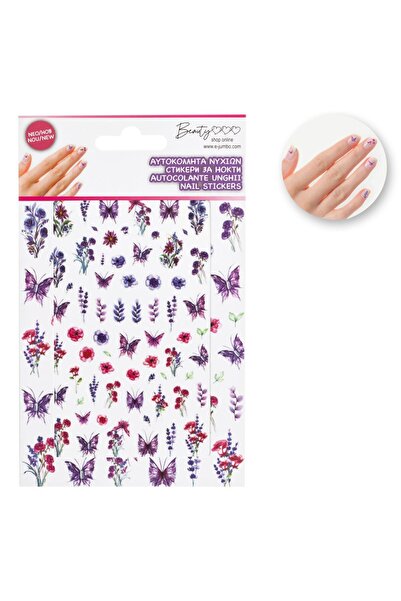 OEM Purple Lilac Floral & Butterflies Nail Stickers