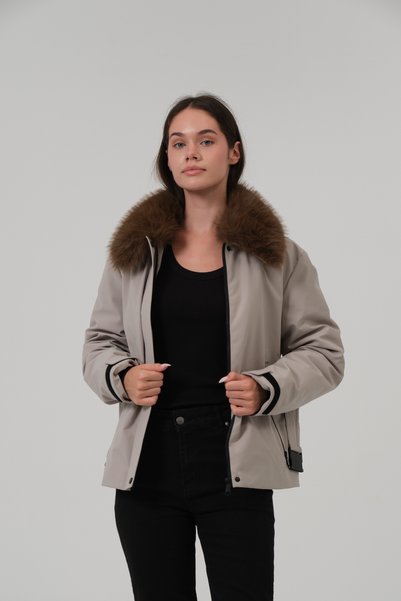 PIQUE Women's coat removable fur belted women's coat
