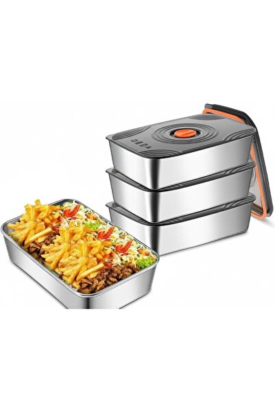 KASTWAVE Stainless Steel Food Storage Containers, 4 Set Reusable Metal Lunch ...