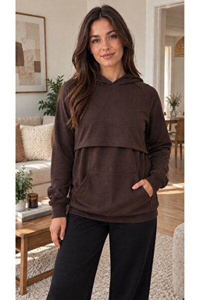 Maison La Femme Women's Hooded Breastfeeding Sweatshirt - Long Sleeve Materni...