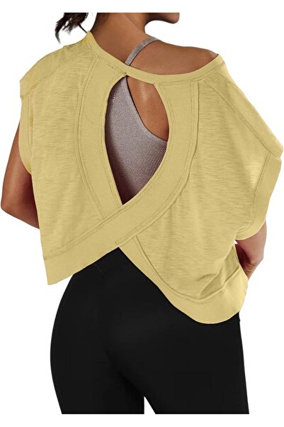 GENERAL Anoumcy Cotton Open Back Workout Top for Women Casual Athletic Gym Yo...
