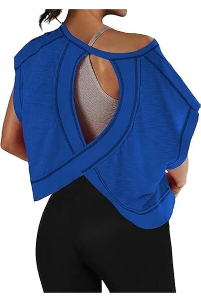 GENERAL Anoumcy Cotton Open Back Workout Top for Women Casual Athletic Gym Yo...