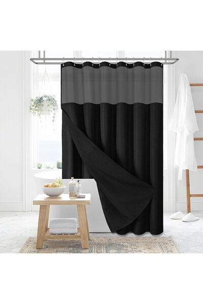 Dynamene Stall Waffle Shower Curtain 256 GSM Heavy Fabric 60x72 White
