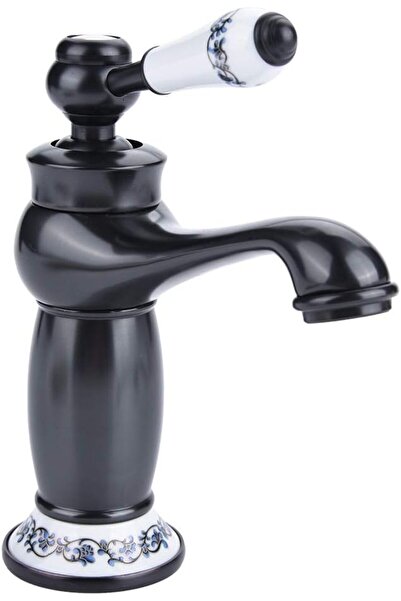 GENERAL Ceramic Antique Brass Faucet Bathroom Sink Faucet Blue White Porcelai...