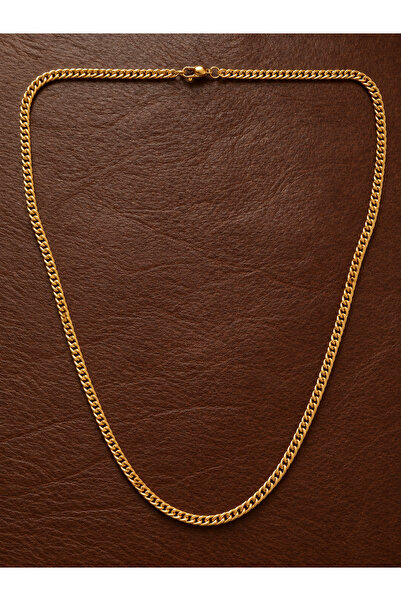 Aida Jewelss Gold Model 4 mm Gourmet Steel Necklace Gold Steel Chain