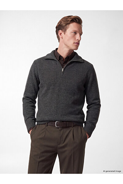 LC Waikiki Nevavm Farkıyla Southblue Anthracite Knitwear Flat Collar Men's Sw...