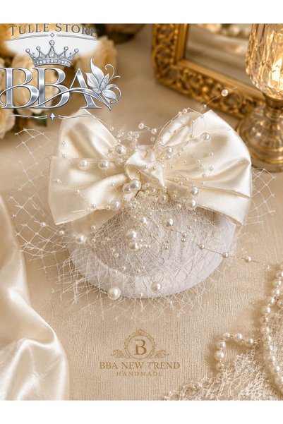 Vintage Vualet Şapka Gelin Şapkası Nikah Şapkası Kadın Fascinator Hat Kokteyl Parti Yılbaşı Mezuniyet Düğün Nişan Söz Kına Saç Aksesuarı