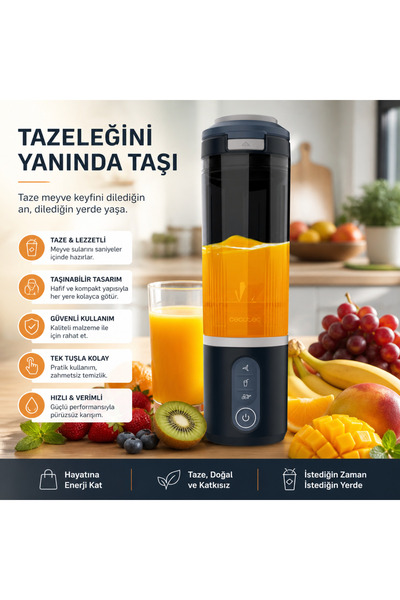 CECOTEC Taşınabilir Smoothie Blender "Hazırla, Kapağını Tak, Yanına Al"