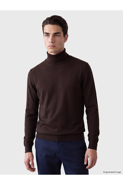LC Waikiki Nevavm with Difference Lcwaikiki Classic Brown Knitwear Flat Fishe...