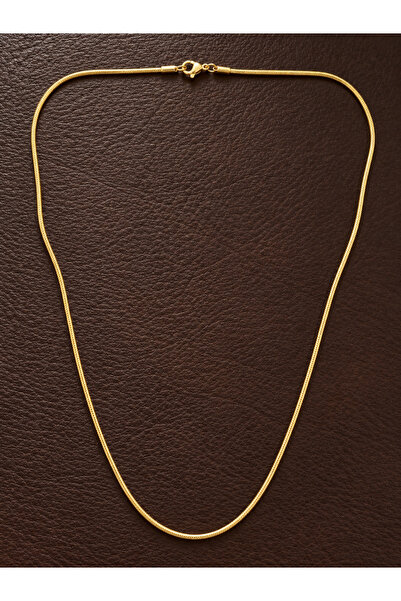Aida Jewelss Gold Model Snake Steel Necklace Gold Steel Chain 1.75 mm