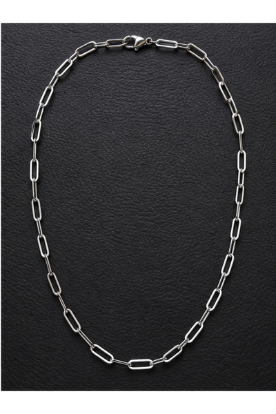 zadenza gold Stainless tarnish-free steel paperclip necklace with steel chain