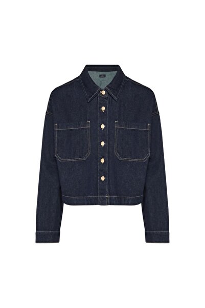 Funky Buddha Γυναικείο Cropped Denim Overshirt FBL014-162-05 – Dk Blue - m