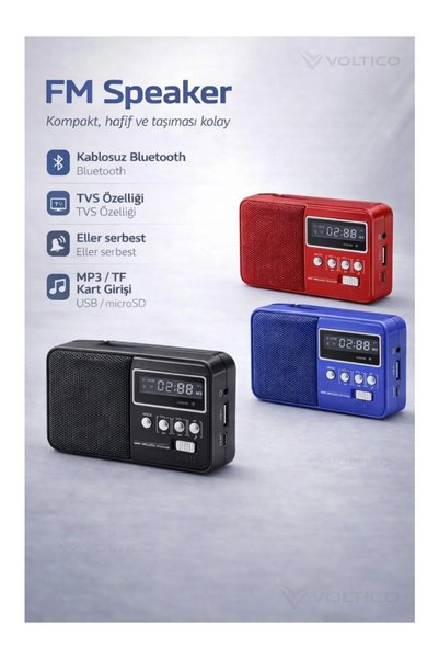 Subzero SB38 Mini Nostalji Bluetooth Müzik Kutusu Siyah Renkli Taşınabilir Fm...