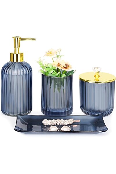 GENERAL Bathroom Accessories Set, 4 Pcs Glass Bathroom Accessories Sets Compl...