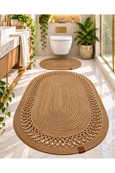 evdeucuz Jüt Hasır BÜYÜK BOY 2’li Banyo Paspas Takımı 70x120 ve 40x60 Klozet ...