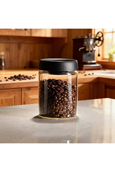 RWRW Coffee Bean Storage Container, 500/900/1200ml Glass Coffee Canister Cont...