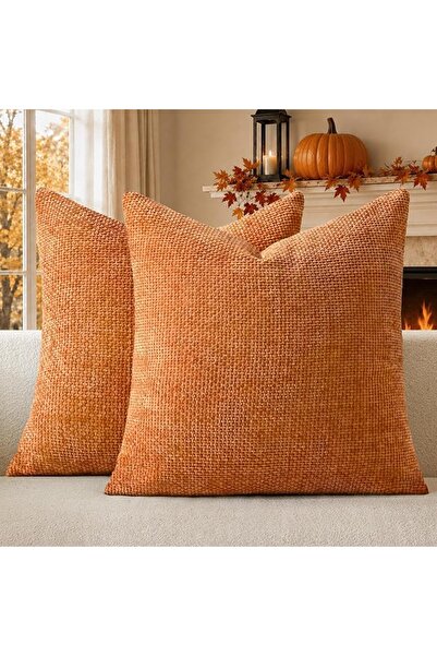 GENERAL A Moment Green Moss Green Chenille Pillow Cover 45X45 Cm, Pack of 2 M...