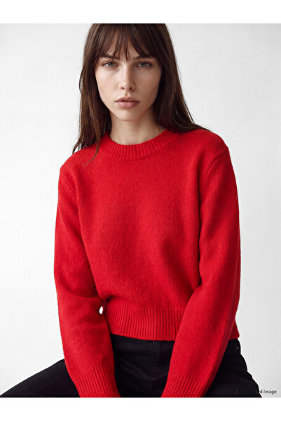 LC Waikiki Nevavm Lcw Vision Red Oval Collar Women's Knitwear Sweater with Di...