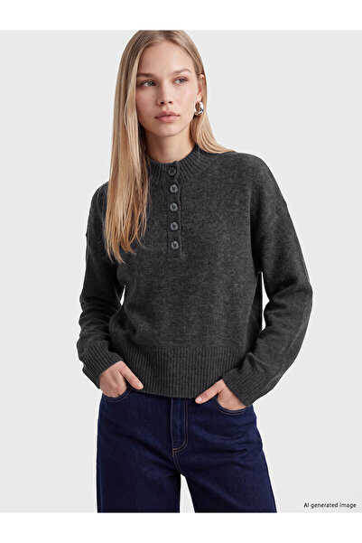 LC Waikiki Nevavm Farkıyla Lcw Vision Anthracite Knitwear Plain Fisherman / H...