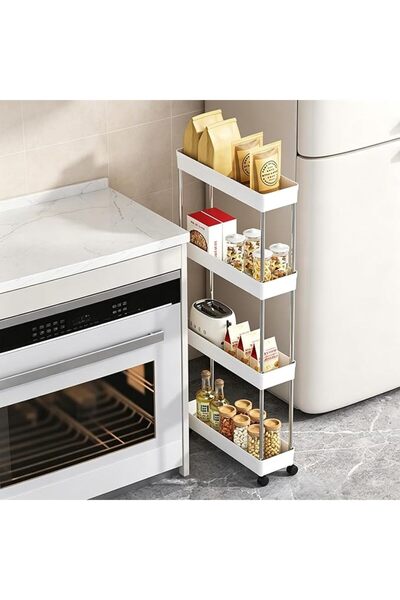 GENERAL 4-Layer Thin Rolling Cart with Outward Sliding, Made of Abs Plastic, ...