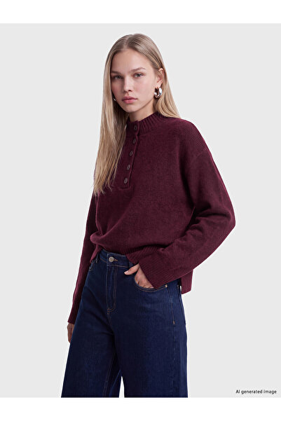 LC Waikiki Nevavm with a Difference from Lcw Vision Plum Knitwear Plain Fishe...