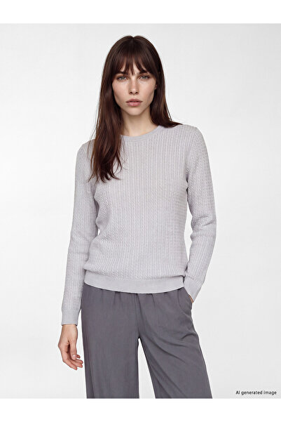 LC Waikiki Nevavm Farkıyla Lcw Everyday Gray Oval Collar Women's Knitwear Swe...