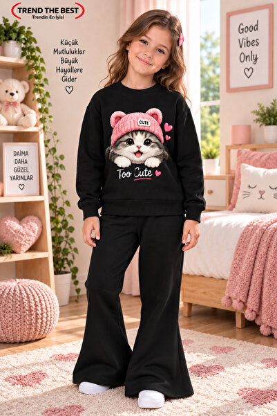 TREND THE BEST Trendin En İyisi Winter, Spring, and Autumn Girls' Black Spani...