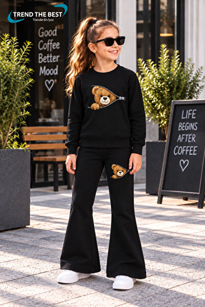 TREND THE BEST Trendin En İyisi Winter, Spring, and Autumn Girls' Black Spani...