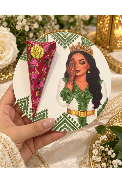 Generic Henna Night Favor Cards with Powder Cones, 12 Pieces |   Henna Distributions with Henna Powder Cones