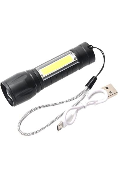 Lawazim مصباح يدوي LED صغير - قابل لإعادة الشحن عبر USB مع إضاءة LED أمامية و...