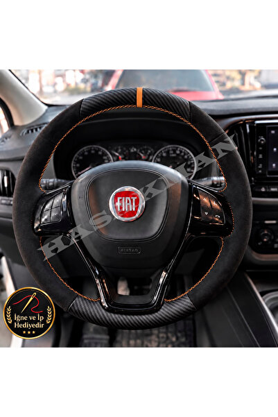 HasAkman Fiat Doblo 4 Dikme Direksiyon Kılıfı Alcantara Süet Mat Karbon Taba ...