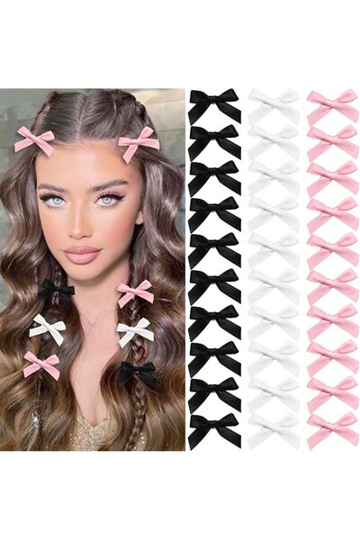HaveLovely 30-Pack Non-Slip Mini Satin Bow Hair Clips