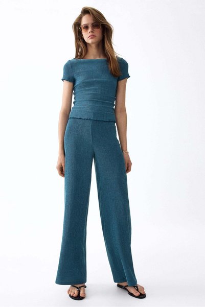 H&M Crinkled jersey trousers