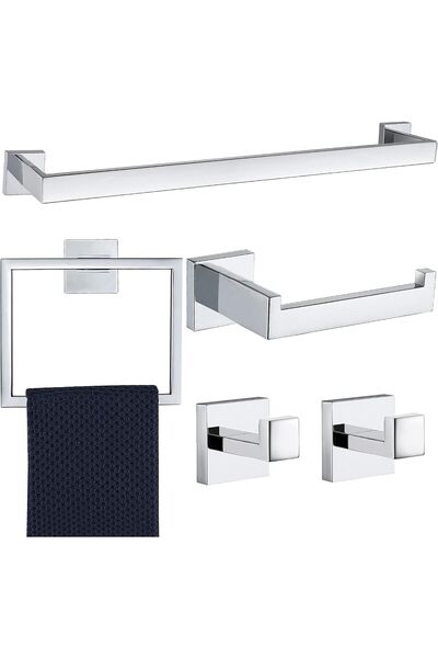 Generic 5 Pieces Bathroom Hardware Accessories Set Polished Chrome, 24Inch Ba...